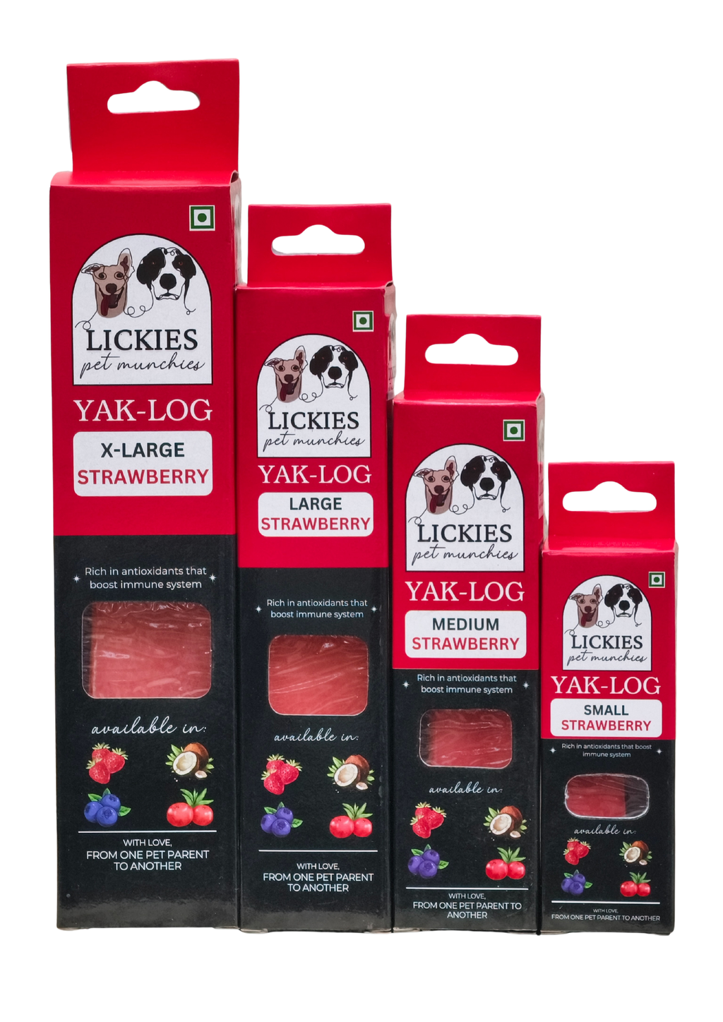 YAKLOG | Strawberry Flavour | Milk Cheese Chews - Lickies Pet Munchies