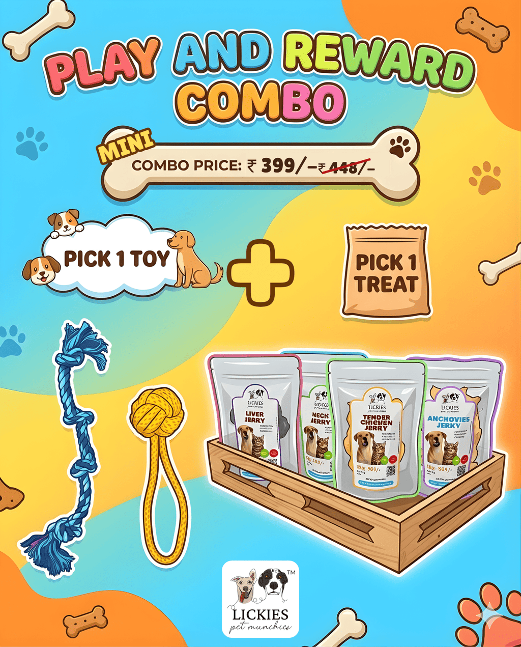 Play & Reward Combo (Regular) - Lickies Pet Munchies