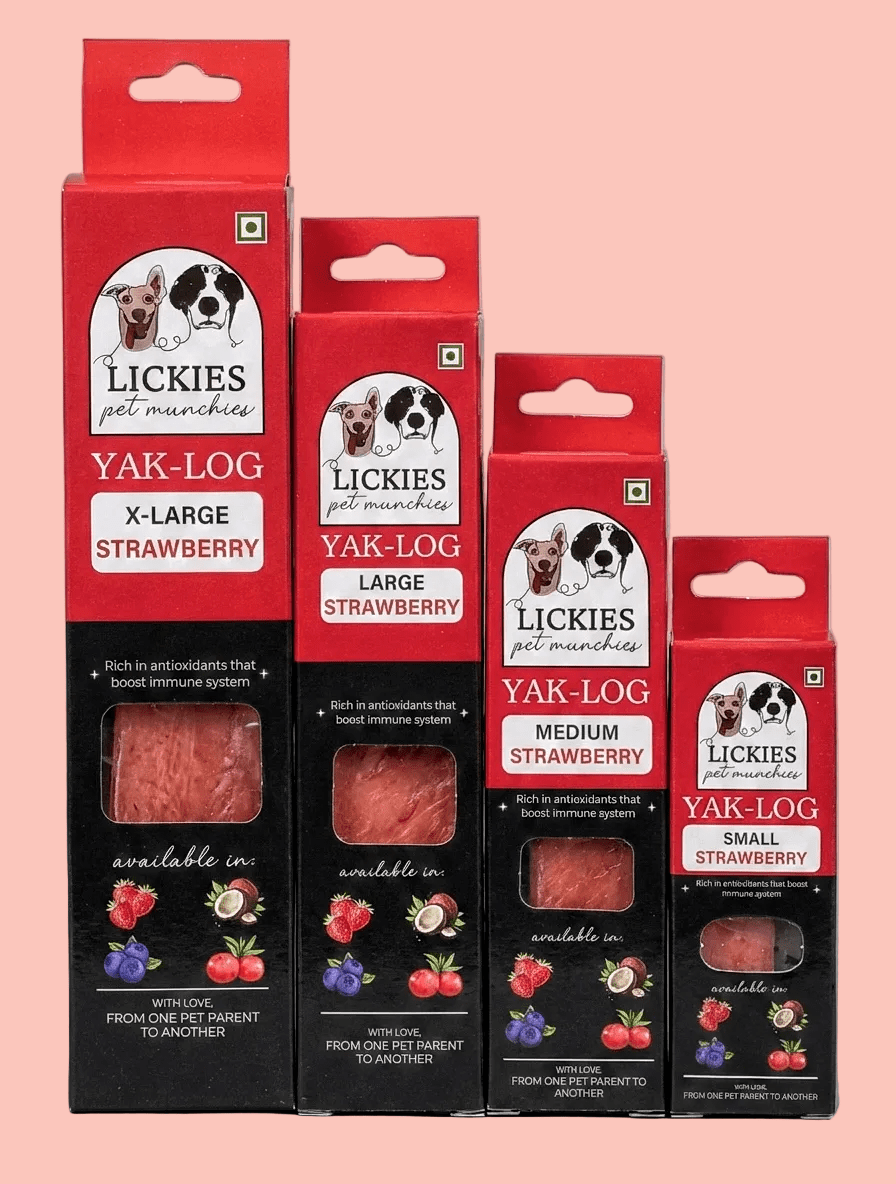 YAKLOG | Strawberry Flavor | Milk Cheese Chew - Lickies Pet Munchies